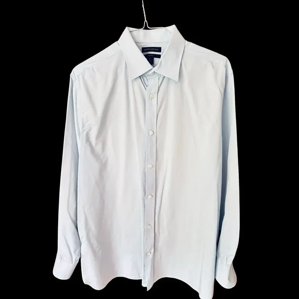 Two Banana Republic Men’s Slim Fit Long Sleeve Button Up Blue&White Shirts XL